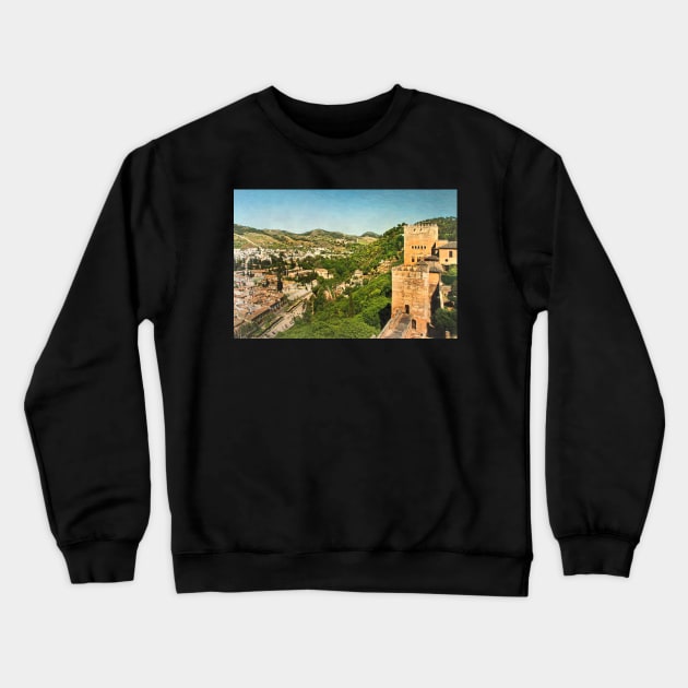 Granada From The Alhambra Ramparts Crewneck Sweatshirt by IanWL